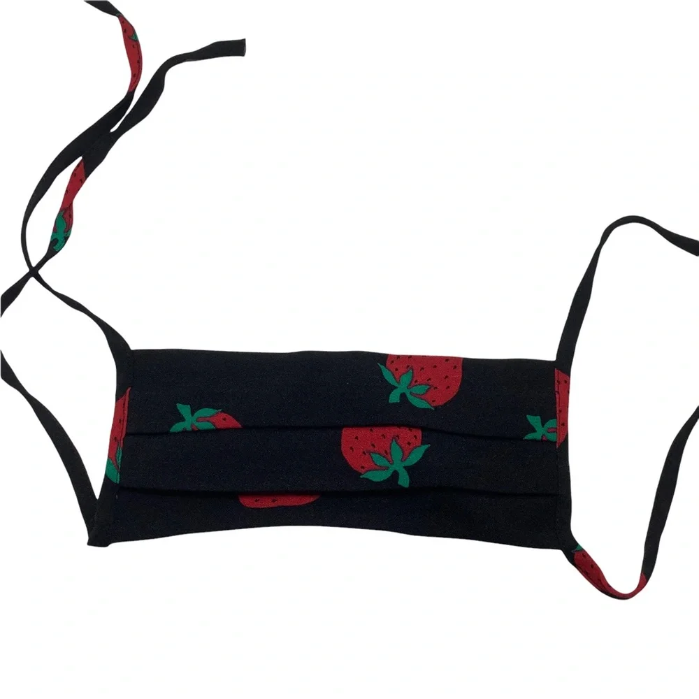Reformation Black/Red‎ Strawberry Printed Soft Mask